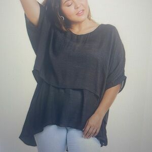 Umgee Ash Grey Tunic top shirt Layered New cuffed